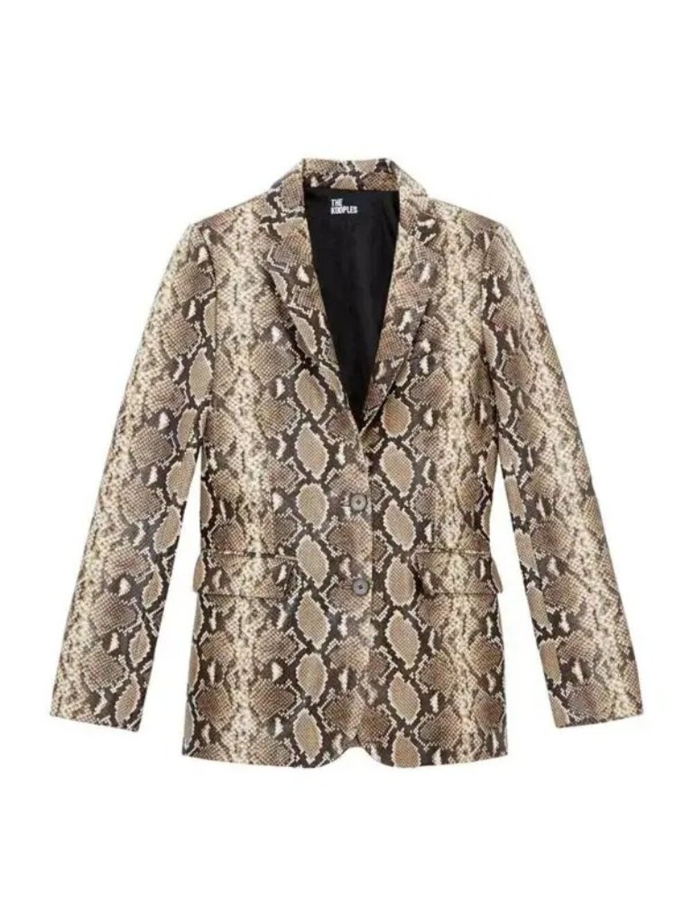 The Kooples Leather Python Snakeskin-Effect Blazer Beige Size 3 (large) NWT